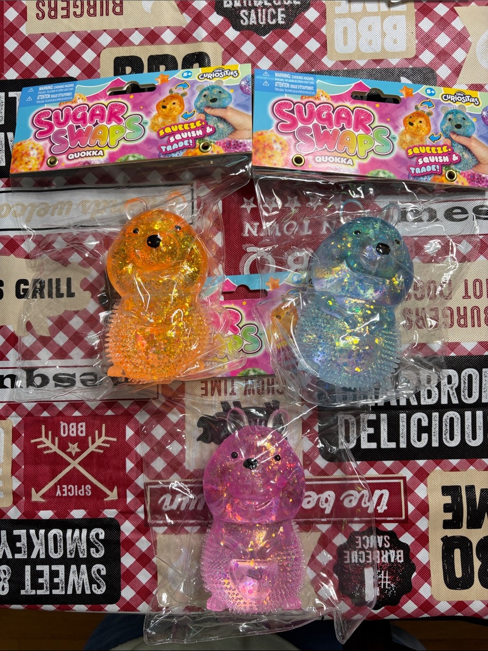 1 sugar swap Quokka Squeeze Toy - Orange, Blue, Pink